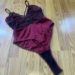 Thistle and Spire Constellation Soft Cup Bodysuit Burgundy/Maroon S